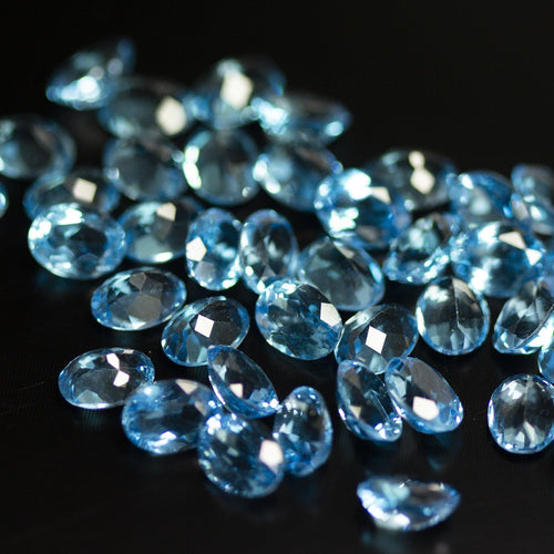 Natural Swiss Blue Topaz Oval Cut Loose Gemstone 5pc 8x6mm - Jalvi & Co.
