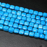 Natural Synthetic Turquoise Faceted Cube Box Loose Gemstone Beads Strand 4