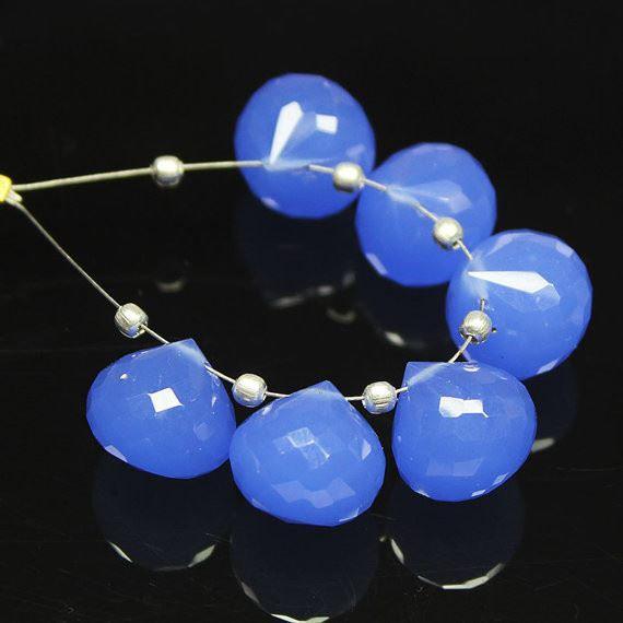 Natural Tanzanite Chalcedony Faceted Onion Drops Beads 13mm 6pc - Jalvi & Co.