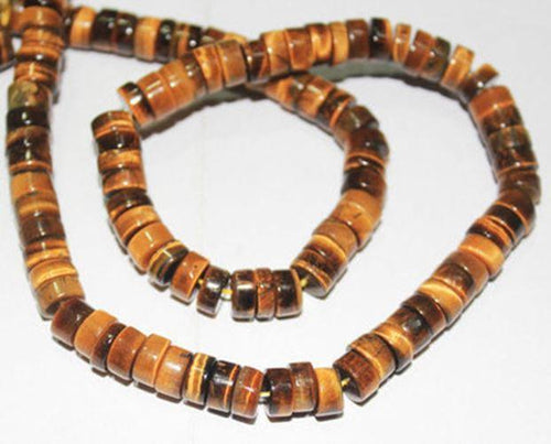 Natural Tigers Eye Smooth Tyre Wheel Loose Gemstone Spacer Beads Strand 18