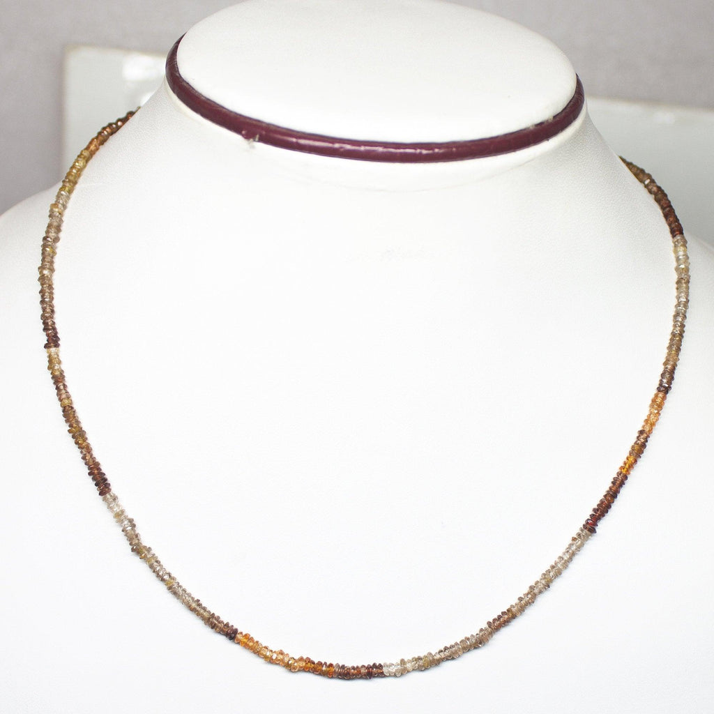 Natural Tundra Sapphire Faceted Rondelle Beads Necklace 2.5mm 19" - Jalvi & Co.