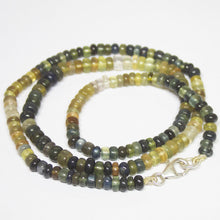 Load image into Gallery viewer, Natural Tundra Sapphire Smooth Rondelle Beads Necklace 4mm 5mm 17inches - Jalvi &amp; Co.