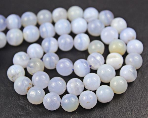 Natural Turk Aqua Blue Chalcedony Smooth Round Ball Loose Beads 12mm 11mm 12" - Jalvi & Co.