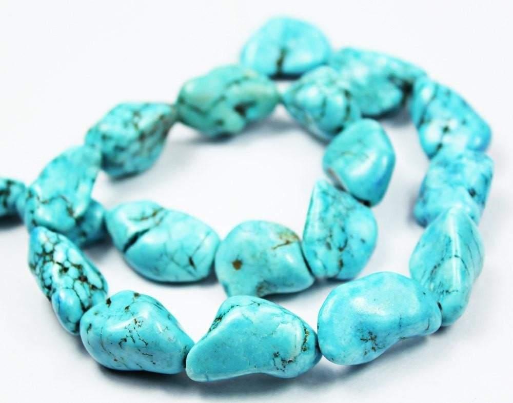 Natural Turquoise Smooth Tumble Nugget Gemstone Loose Beads Strand 12mm 24mm 16" - Jalvi & Co.