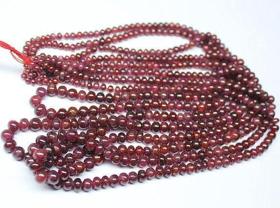 Natural Untreated Ruby Smooth Polished Rondelle Loose Beads 16" 3mm 5mm - Jalvi & Co.