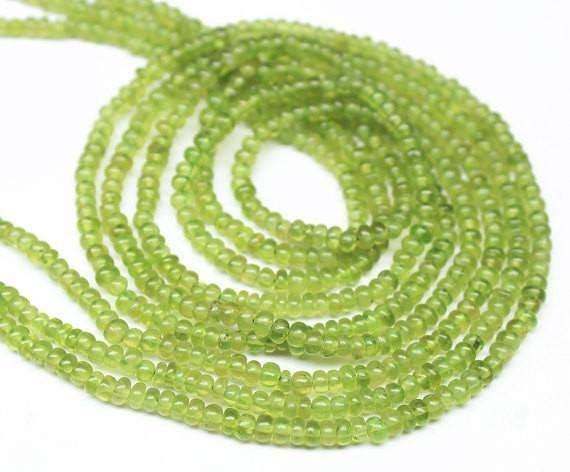 Natural Vessonite Green Garnet Smooth Loose Spacer Rondelle Beads Strand 14" 3mm - Jalvi & Co.