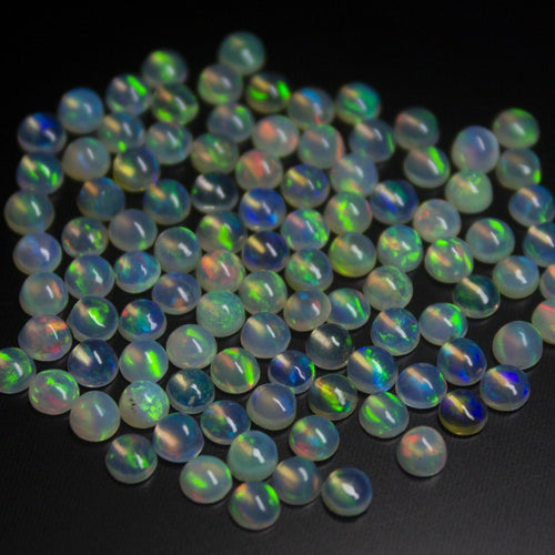 Natural Welo Ethiopian Fire Opal Smooth Round Cabochon 5pc 3mm - Jalvi & Co.