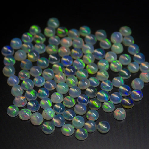 Natural Welo Ethiopian Fire Opal Smooth Round Cabochon 5pc 3mm - Jalvi & Co.