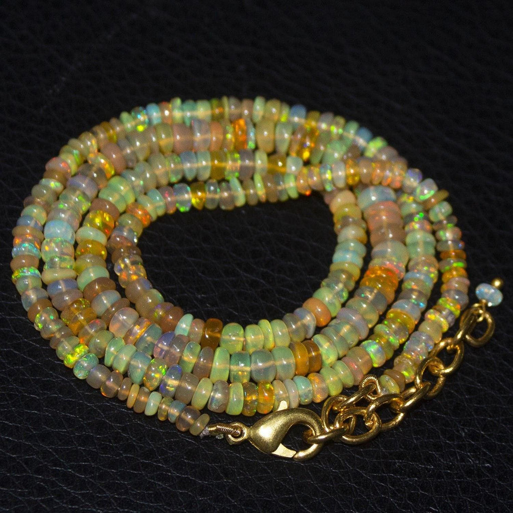 Natural Welo Ethiopian Opal Gold Vermeil Smooth Rondelle Necklace20" 2mm 5mm - Jalvi & Co.