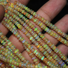 Load image into Gallery viewer, Natural Welo Fire Ethiopian Opal Smooth Rondelle Loose Gem Beads 4&quot; 3mm 5mm - Jalvi &amp; Co.