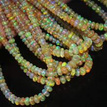 Load image into Gallery viewer, Natural Welo Fire Ethiopian Opal Smooth Rondelle Loose Gem Beads 4&quot; 3mm 5mm - Jalvi &amp; Co.