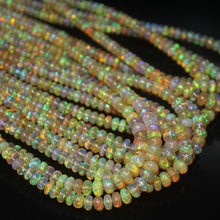 Load image into Gallery viewer, Natural Welo Fire Ethiopian Opal Smooth Rondelle Loose Gem Beads 4&quot; 3mm 5mm - Jalvi &amp; Co.