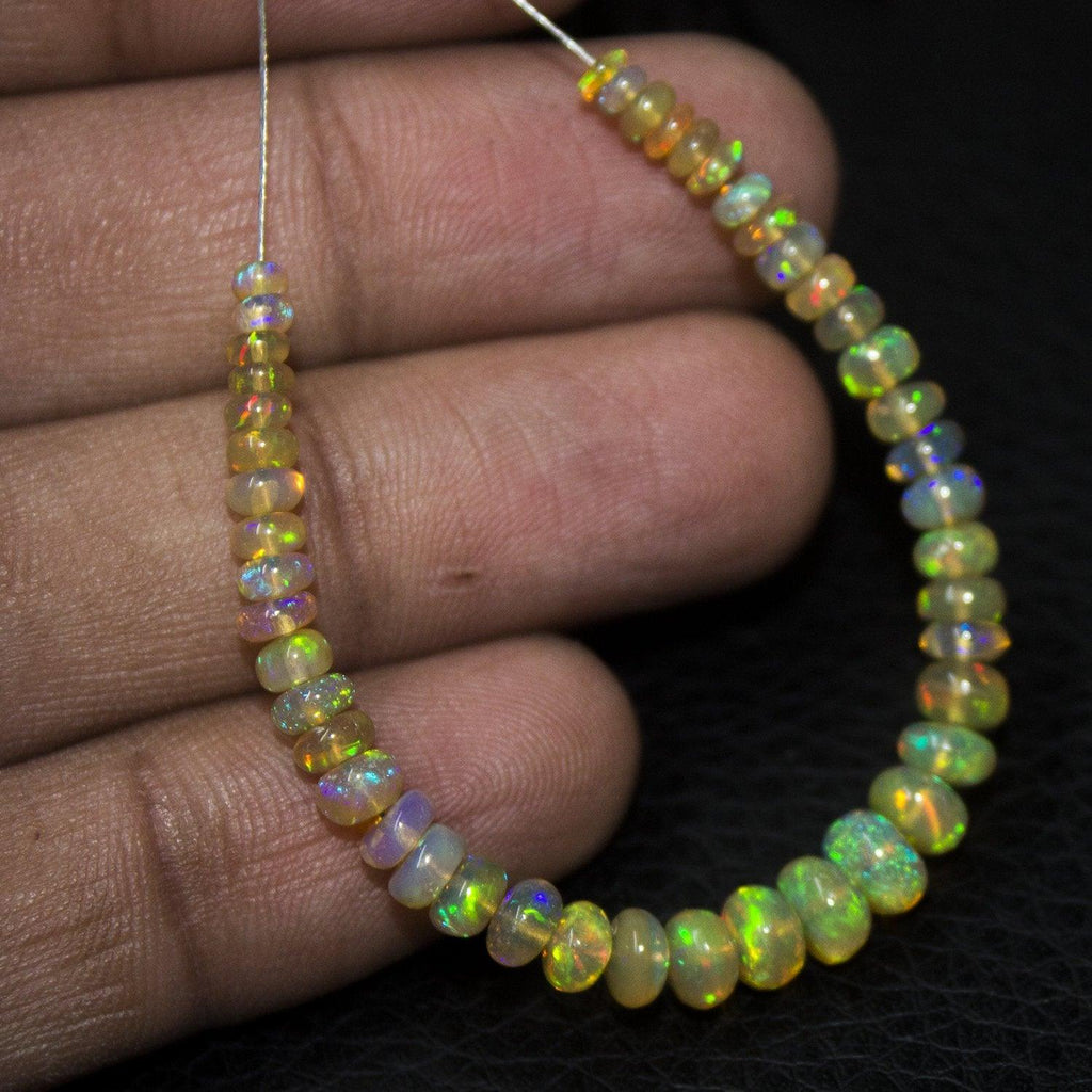 Natural Welo Fire Ethiopian Opal Smooth Rondelle Loose Gem Beads 4" 3mm 5mm - Jalvi & Co.