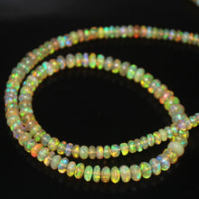 Load image into Gallery viewer, Natural Welo Fire Ethiopian Opal Smooth Rondelle Loose Gem Beads 4&quot; 3mm 5mm - Jalvi &amp; Co.