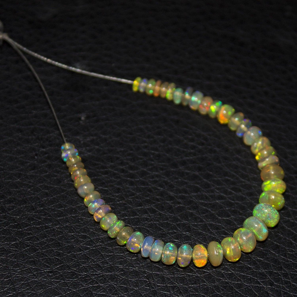 Natural Welo Fire Ethiopian Opal Smooth Rondelle Loose Gem Beads 4" 3mm 5mm - Jalvi & Co.