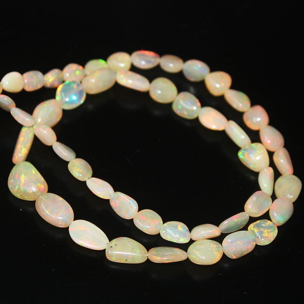 Natural Welo Fire Ethiopian Opal Smooth Tumble Gemstone Loose Beads 11mm 5mm 16" - Jalvi & Co.