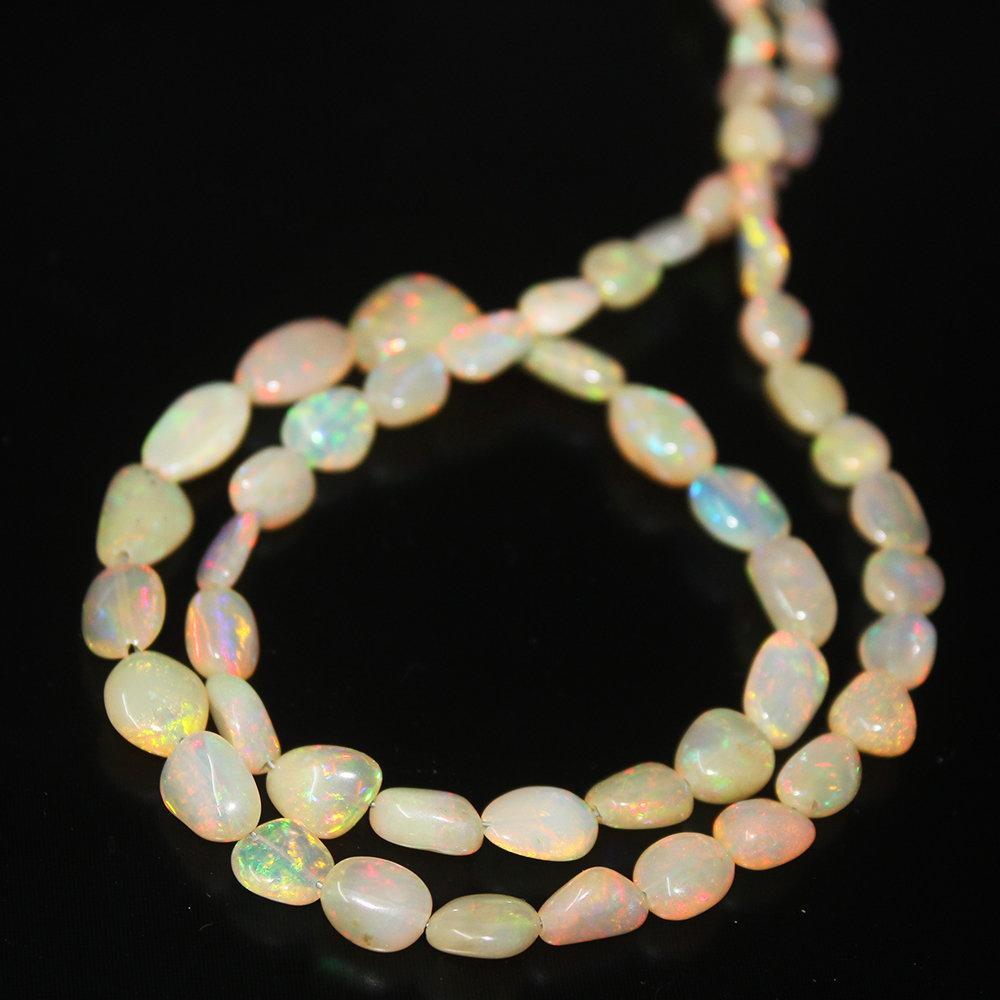 Natural Welo Fire Ethiopian Opal Smooth Tumble Gemstone Loose Beads 11mm 5mm 16" - Jalvi & Co.