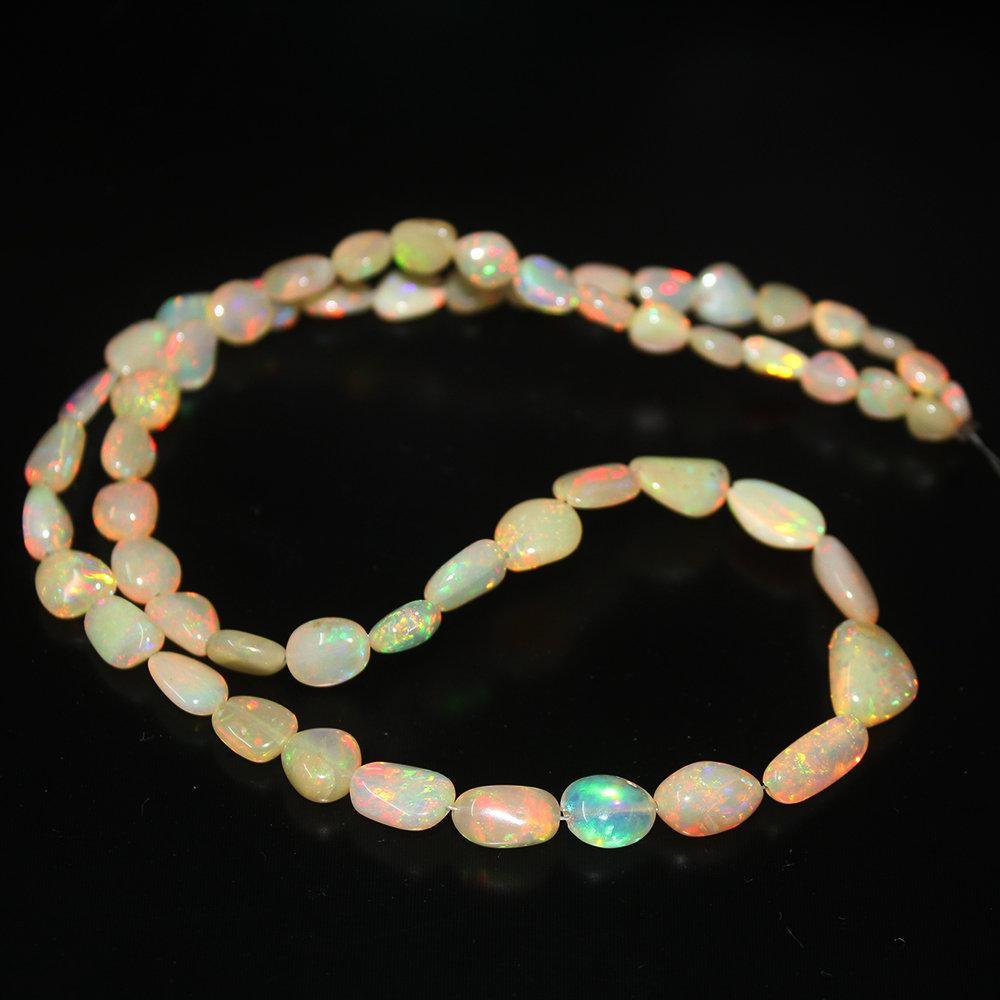 Natural Welo Fire Ethiopian Opal Smooth Tumble Gemstone Loose Beads 11mm 5mm 16" - Jalvi & Co.