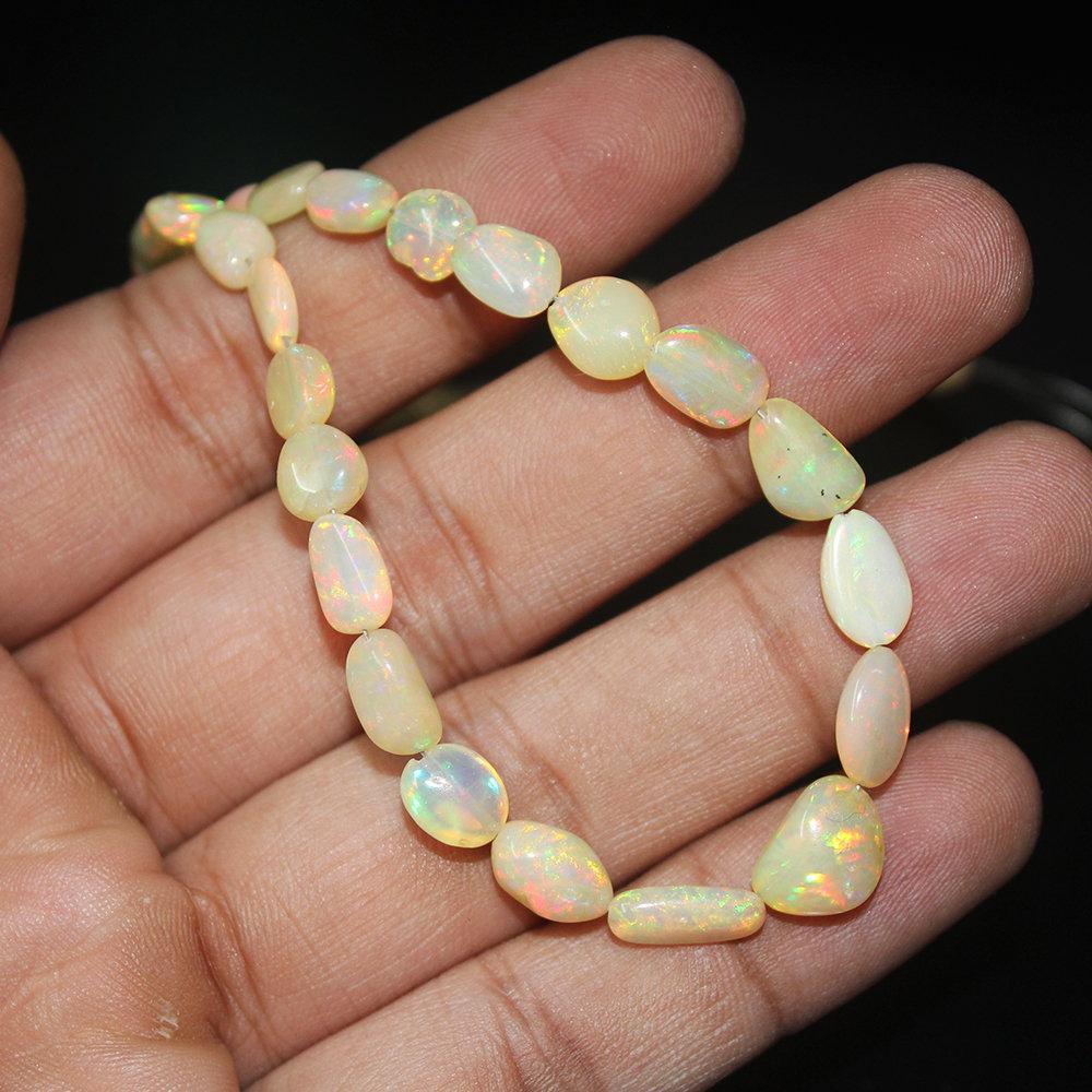 Natural Welo Fire Ethiopian Opal Smooth Tumble Gemstone Loose Beads 11mm 5mm 16" - Jalvi & Co.