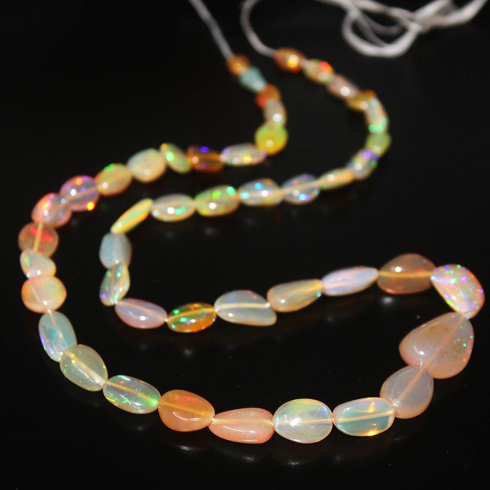 Natural Welo Fire Ethiopian Opal Smooth Tumble Gemstone Loose Beads 5mm 14mm 14" - Jalvi & Co.