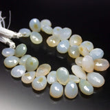 Natural White Chalcedony Faceted Pear Drop Briolette Beads, Chalcedony Beads 8 inches, 12-18mm