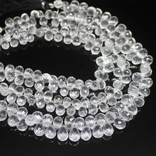 Load image into Gallery viewer, Natural White Crystal Quartz Faceted Teardrop Beads 9mm 10mm 6inches - Jalvi &amp; Co.