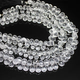 Natural White Crystal Quartz Faceted Teardrop Beads 9mm 10mm 6inches