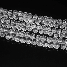 Load image into Gallery viewer, Natural White Crystal Quartz Faceted Teardrop Beads 9mm 10mm 6inches - Jalvi &amp; Co.