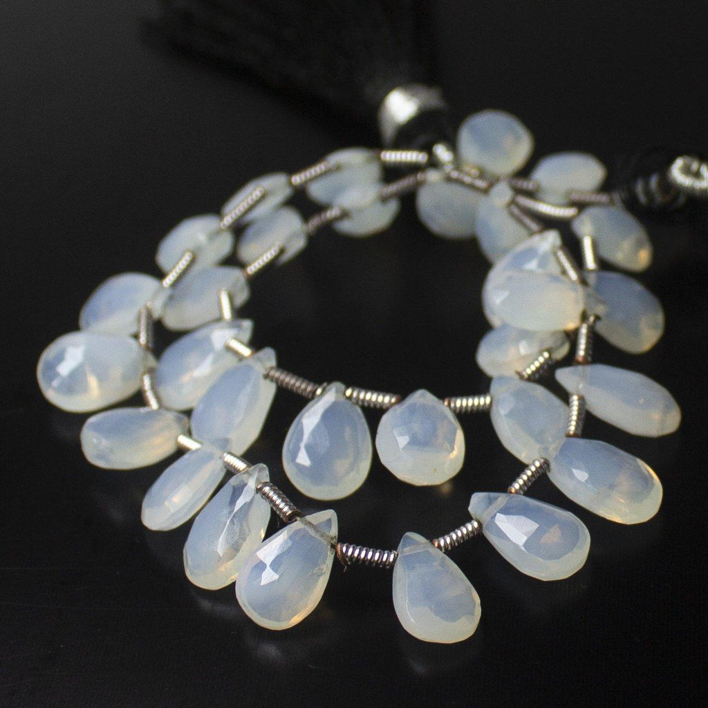 Natural White Ice Quartz Faceted Pear Drop Beads 8mm 9mm 8inches - Jalvi & Co.