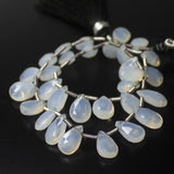 Natural White Ice Quartz Faceted Pear Drop Beads 8mm 9mm 8inches