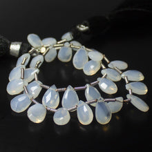 Load image into Gallery viewer, Natural White Ice Quartz Faceted Pear Drop Beads 8mm 9mm 8inches - Jalvi &amp; Co.