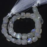 Natural White Moonstone Faceted Box Square Beads 6mm 8inches