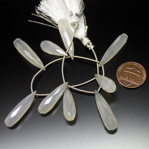 Natural White Onyx Faceted Tear Drop Beads 19mm 29mm 7inches - Jalvi & Co.