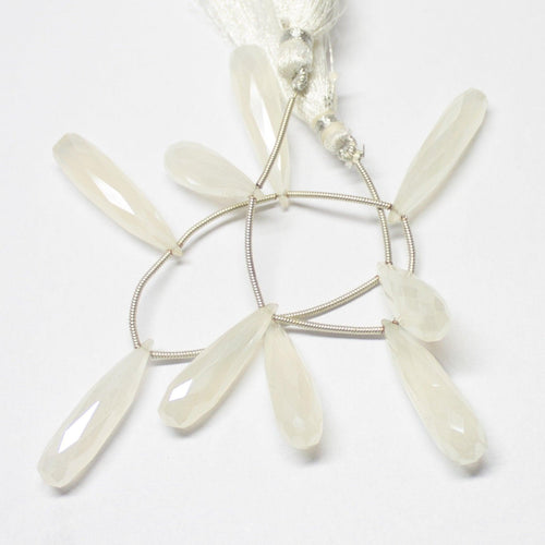 Natural White Onyx Faceted Tear Drop Beads 19mm 29mm 7inches - Jalvi & Co.