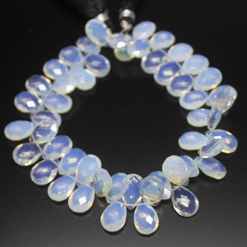 Natural White Opalite Faceted Pear Drop Beads 11mm 11.5mm 8