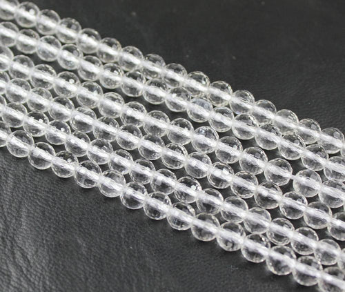 Natural White Quartz Crystal Faceted Round Cut Loose Ball Beads Strand 6mm 15