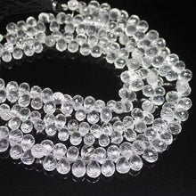 Load image into Gallery viewer, Natural White Quartz Faceted Briolette Tear Drop Loose Craft Beads 2pc 10mm - Jalvi &amp; Co.