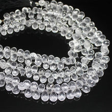 Load image into Gallery viewer, Natural White Quartz Faceted Briolette Tear Drop Loose Craft Beads 6&quot; 10mm - Jalvi &amp; Co.