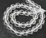 Natural White Quartz Faceted Round Cut Loose Ball Spacer Beads Strand 13
