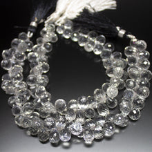 Load image into Gallery viewer, Natural White Quartz Faceted Tear Drops Beads 7.5mm 10mm 8inches - Jalvi &amp; Co.
