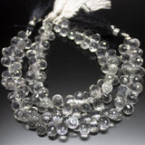 Natural White Quartz Faceted Tear Drops Beads 7.5mm 10mm 8inches