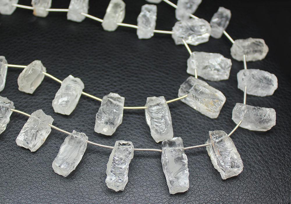 Natural White Quartz Hammered Rectangular Loose Beads Strand 14" 21-26mm - Jalvi & Co.