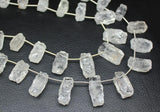 Natural White Quartz Hammered Rectangular Loose Beads Strand 14