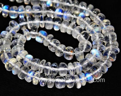 Natural White Rainbow Moonstone Smooth Rondelle Beads 3.5mm 10inches - Jalvi & Co.