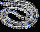 Natural White Rainbow Moonstone Smooth Rondelle Beads 3.5mm 10inches