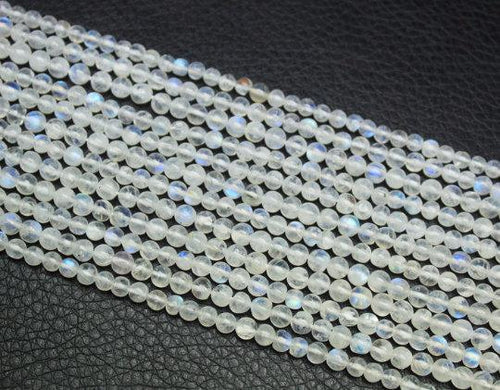 Natural White Rainbow Moonstone Smooth Round Beads 4.5mm 5mm 14inches - Jalvi & Co.