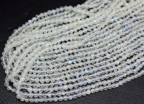 Natural White Rainbow Moonstone Smooth Round Beads 4mm 13inches - Jalvi & Co.