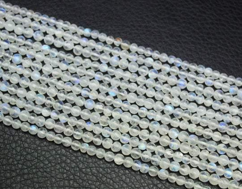 Natural White Rainbow Moonstone Smooth Round Beads 4mm 13inches - Jalvi & Co.
