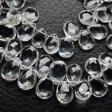 Natural White Topaz Faceted Pear Drop Beads 8.5mm 11mm 4inches