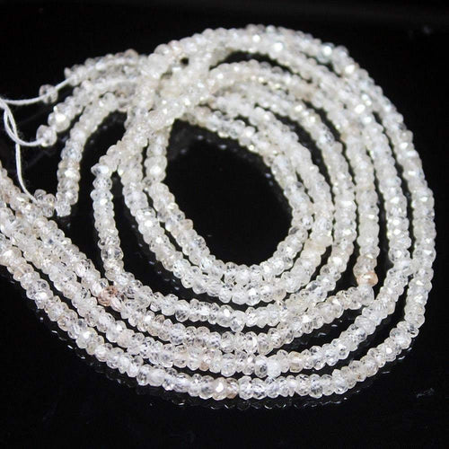 Natural White Zircon Faceted Rondelle Beads 3mm 3.5mm 13inches - Jalvi & Co.